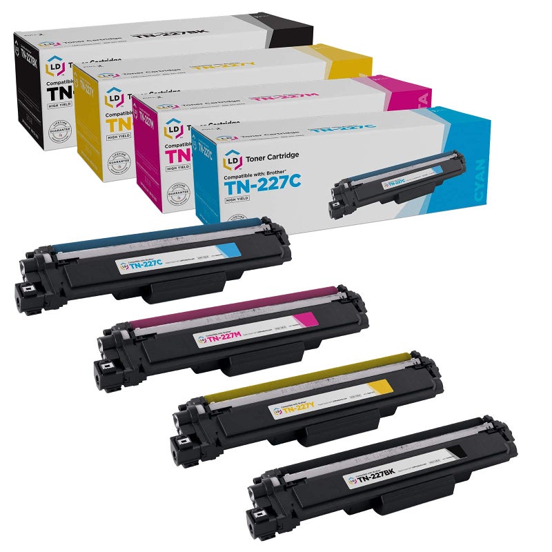 LD Products Compatible TN227 Replacements for Brother TN227BK TN227C TN227Y TN227M Toner Cartridge High Yield for use in HL-L3230CDW HL-L3270CDW HL-L3290CDW MFC-L3710CW MFC-L3750CDW MFC-L3770 (4-Set) - Image 1
